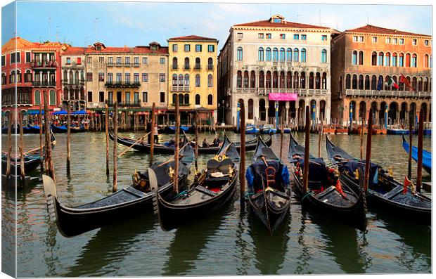 Gondolas in Venice Canvas Print by barbara walsh