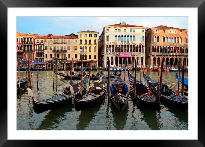 Gondolas in Venice Framed Mounted Print by barbara walsh
