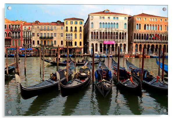 Gondolas in Venice Acrylic by barbara walsh