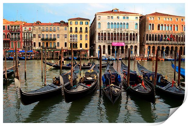 Gondolas in Venice Print by barbara walsh