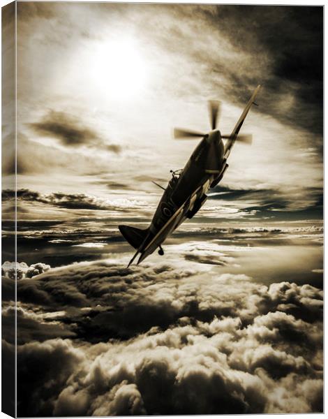 Spitfire fighter sepia Canvas Print by P H