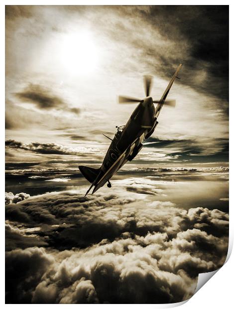 Spitfire fighter sepia Print by P H