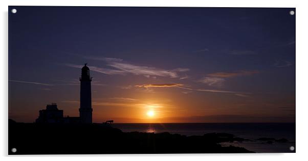 Corsewall Lighthouse Sunset Acrylic by Maria Gaellman