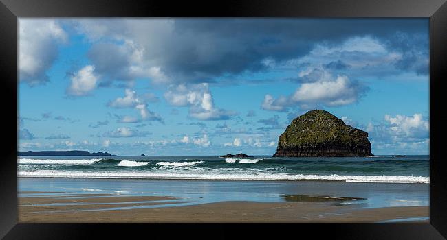 Gull Rock Trebarwith Strand Framed Print by David Wilkins