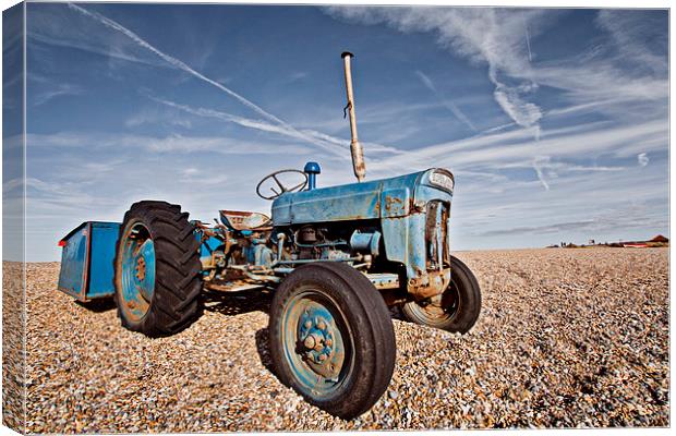 Cley Beach Fishermans Tractor Canvas Print by Paul Macro