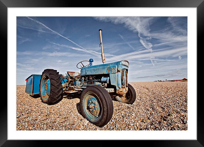 Cley Beach Fishermans Tractor Framed Mounted Print by Paul Macro