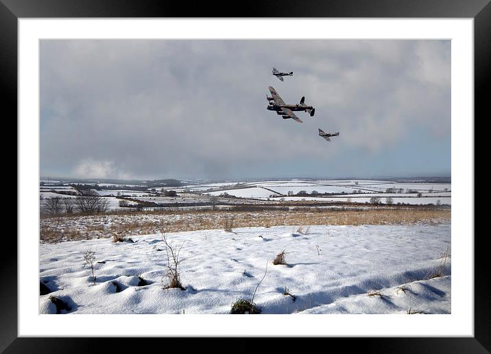 Battle of Britain Snow Scene Framed Mounted Print by J Biggadike