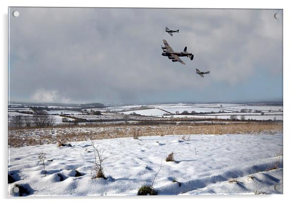 Battle of Britain Snow Scene Acrylic by J Biggadike