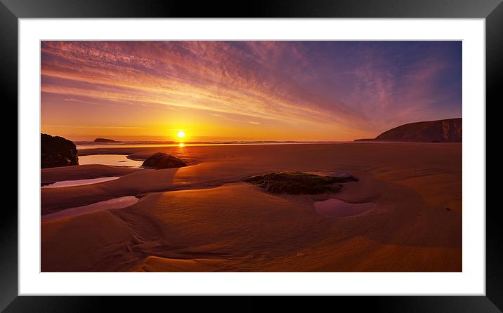 lovely cornish sunset Framed Mounted Print by Silvio Schoisswohl