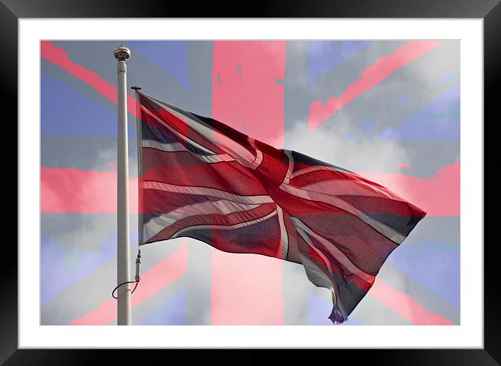 Faded Union Jack Framed Mounted Print by Michelle Orai