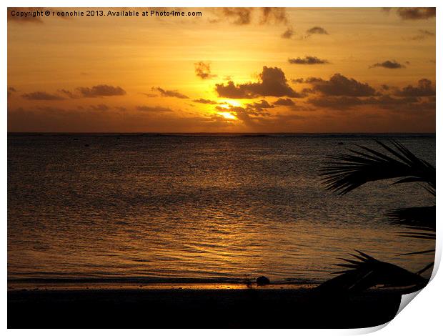 sunset from Aitutaki runway Print by uk crunch