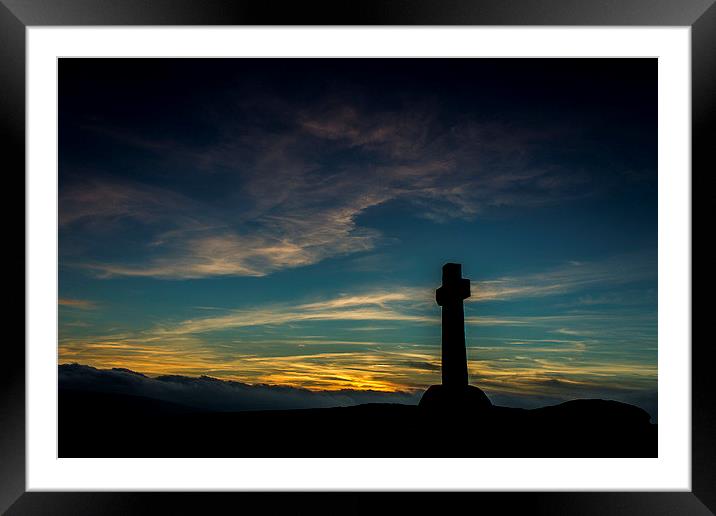 Stone cross of Dartmoor Framed Mounted Print by Steven Dunn-Sims