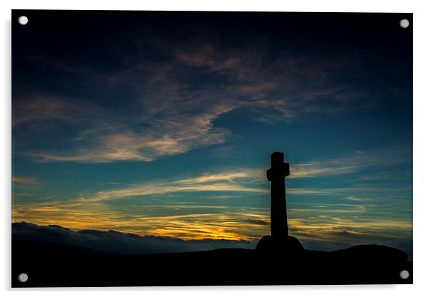 Stone cross of Dartmoor Acrylic by Steven Dunn-Sims