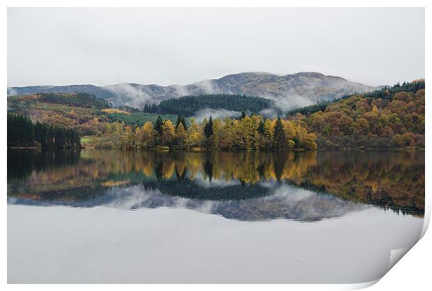 Loch Ard autumn reflections Print by Dan Ward