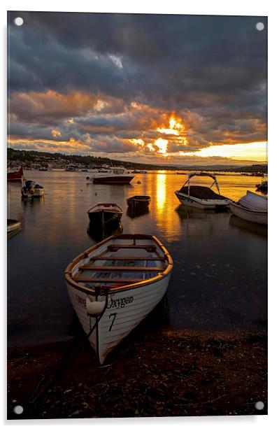 Sunset at Teignmouth Acrylic by Pete Hemington