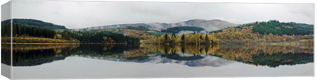 Loch Ard autumn reflections panoramic Canvas Print by Dan Ward