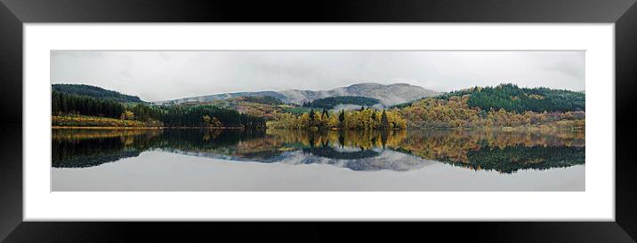 Loch Ard autumn reflections panoramic Framed Mounted Print by Dan Ward