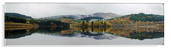 Loch Ard autumn reflections panoramic Acrylic by Dan Ward