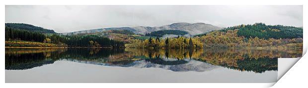 Loch Ard autumn reflections panoramic Print by Dan Ward
