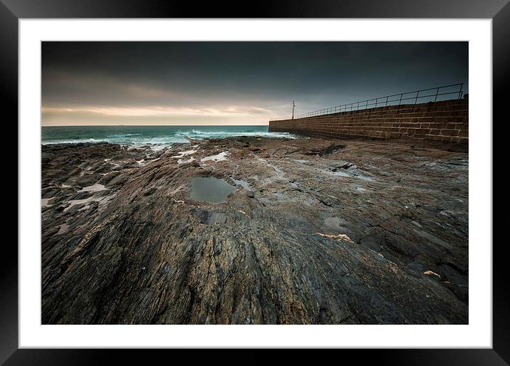 Porthleven pier Cornwall Framed Mounted Print by Leighton Collins