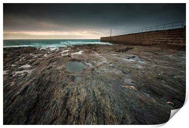 Porthleven pier Cornwall Print by Leighton Collins