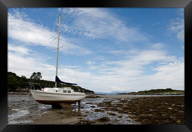 Yacht at Glenuig beach, ardnamurchan Framed Print by Dan Ward