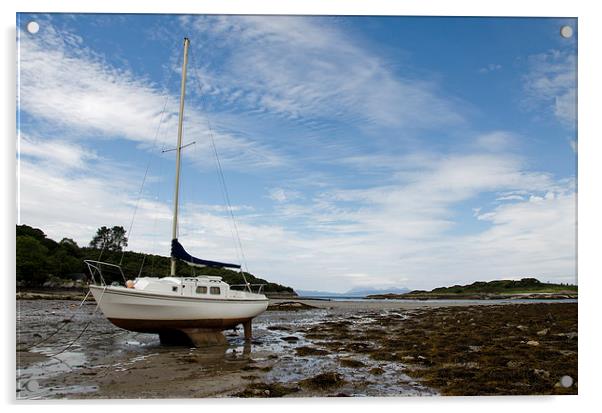 Yacht at Glenuig beach, ardnamurchan Acrylic by Dan Ward