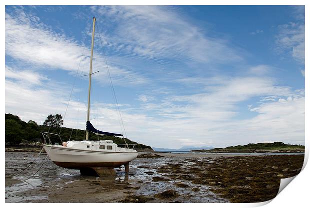 Yacht at Glenuig beach, ardnamurchan Print by Dan Ward