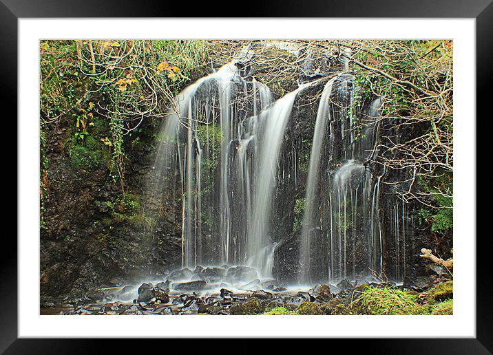 waterfall in the spring time Framed Mounted Print by Peter Mclardy