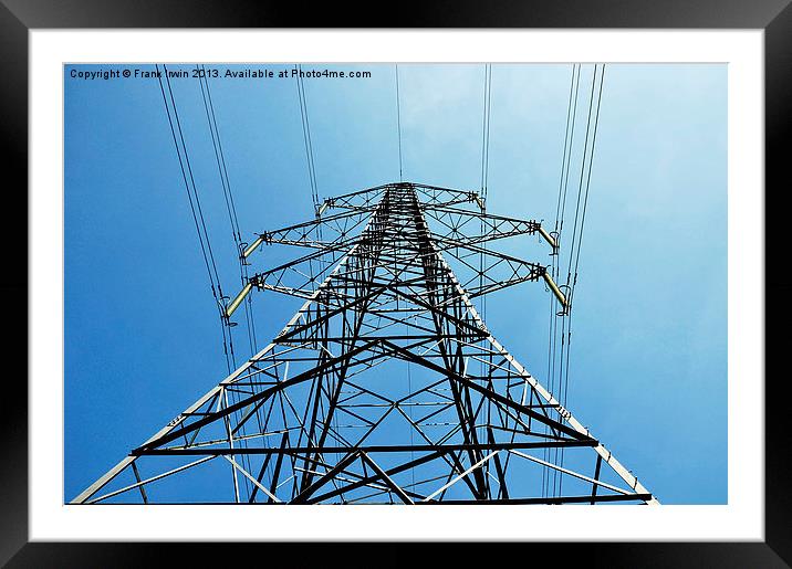 A super pylon, from below against a blue sky Framed Mounted Print by Frank Irwin