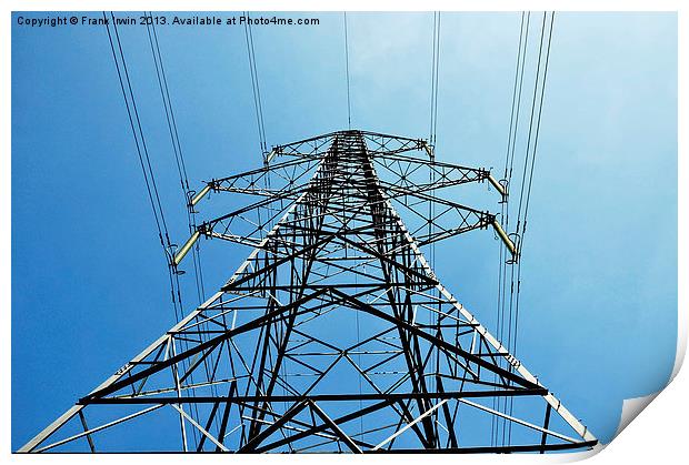 A super pylon, from below against a blue sky Print by Frank Irwin
