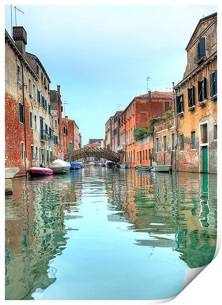 Venetian waterway Print by Steve Hughes