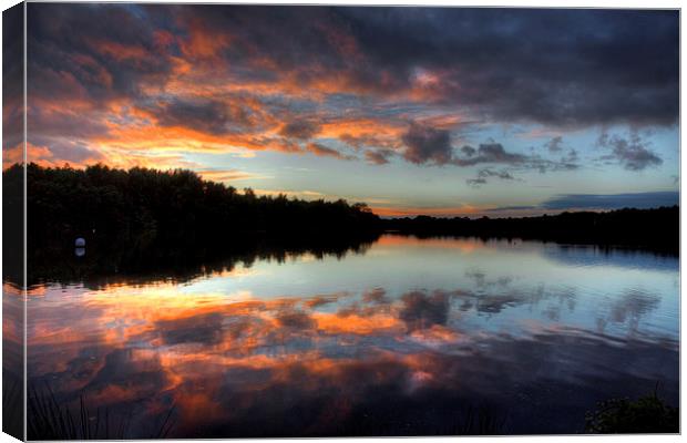 Lake walk sunset Canvas Print by Simon West