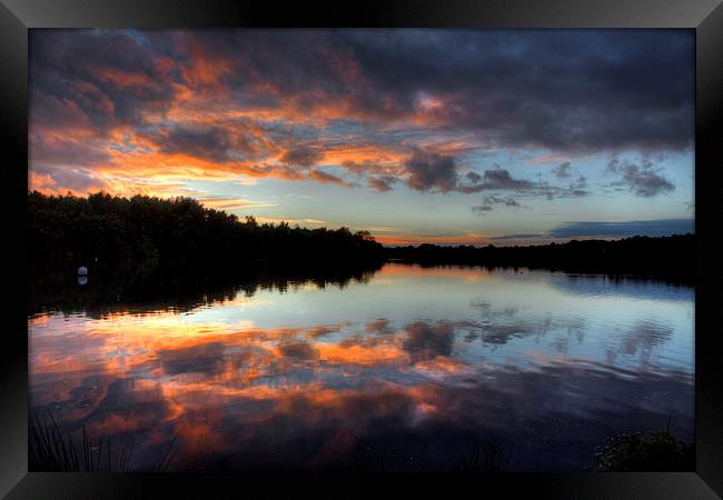 Lake walk sunset Framed Print by Simon West