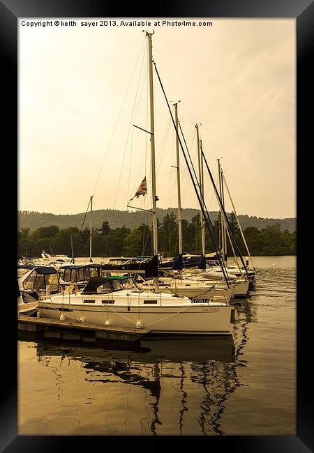 Lined Up On Windermere Framed Print by keith sayer