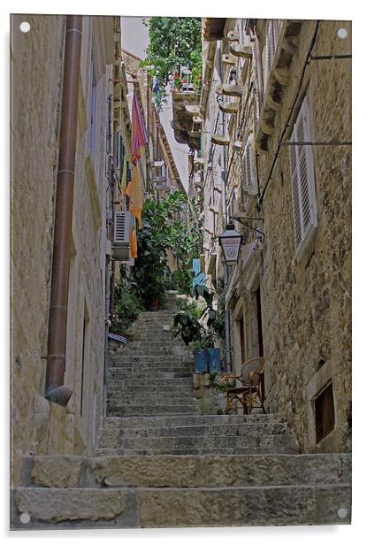 Dubrovnik Steps Acrylic by Tony Murtagh