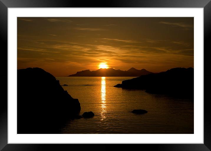 Sunset over Eigg and Rum Framed Mounted Print by Dan Ward