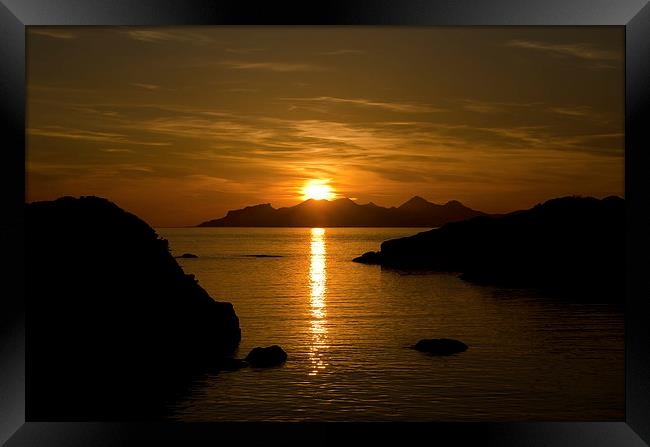 Sunset over Eigg and Rum Framed Print by Dan Ward