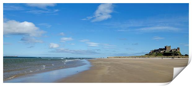 Bamburgh Castle and beach Print by Dan Ward