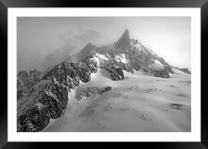 vallee Blanche, Chamonix mono Framed Mounted Print by Dan Ward
