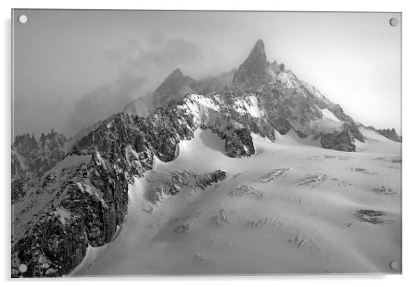 vallee Blanche, Chamonix mono Acrylic by Dan Ward