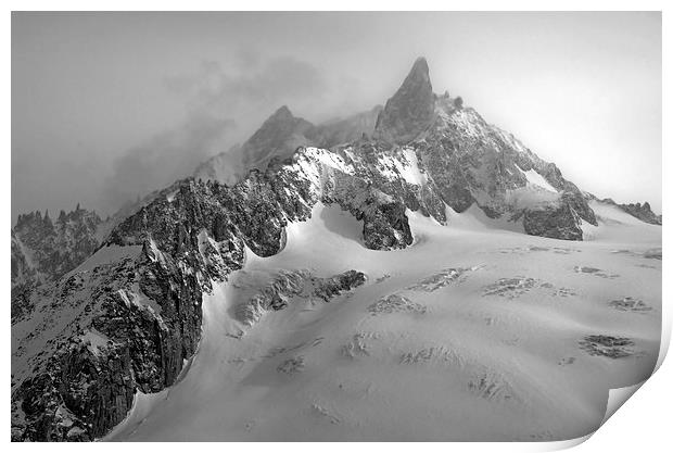 vallee Blanche, Chamonix mono Print by Dan Ward