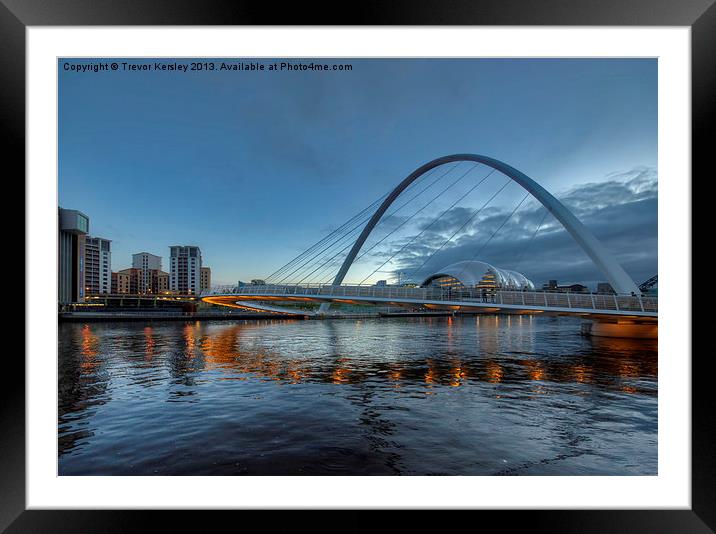 Millenium Bridge Newcastle Framed Mounted Print by Trevor Kersley RIP
