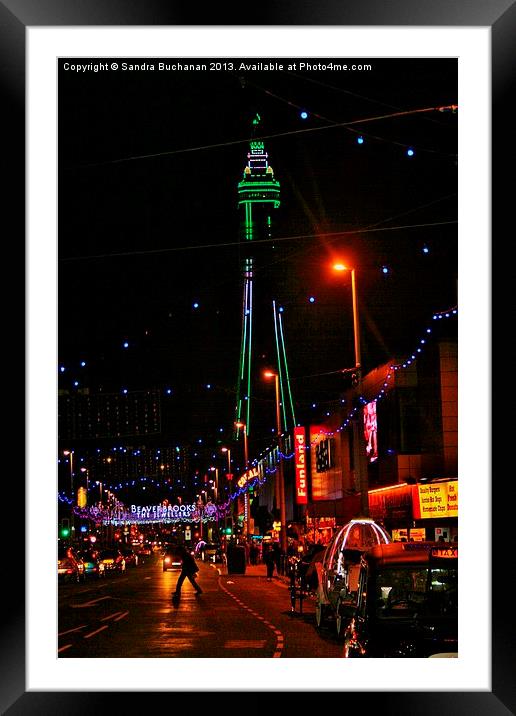 Blackpool By Night Framed Mounted Print by Sandra Buchanan