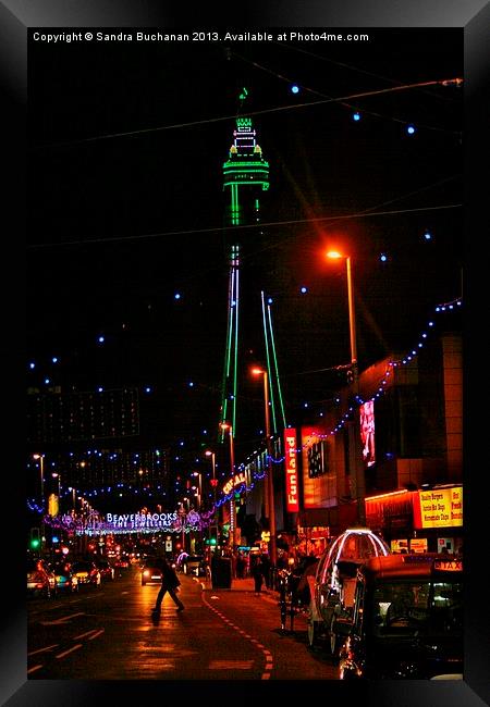 Blackpool By Night Framed Print by Sandra Buchanan