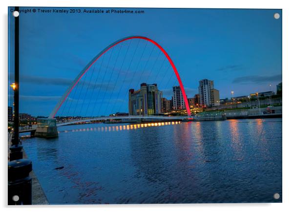 Millenium Bridge Newcastle Acrylic by Trevor Kersley RIP