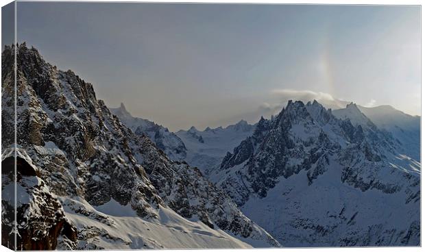 Mont Blanc and Aiguille du Midi, Chamonix Canvas Print by Dan Ward