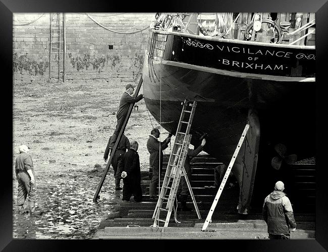 Making Ready  Vigilance Brixham Harbour Framed Print by Peter F Hunt