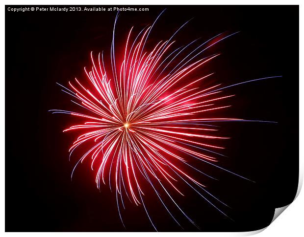 colourful exploding firework Print by Peter Mclardy