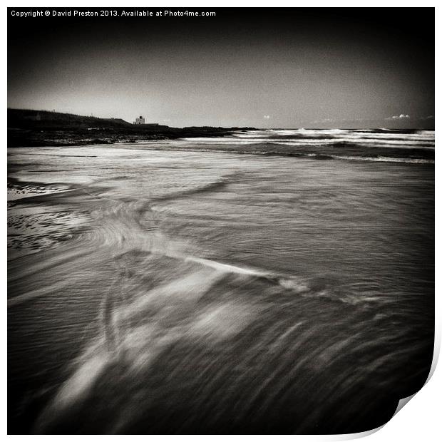 Sea at Bamburgh Beach Print by David Preston